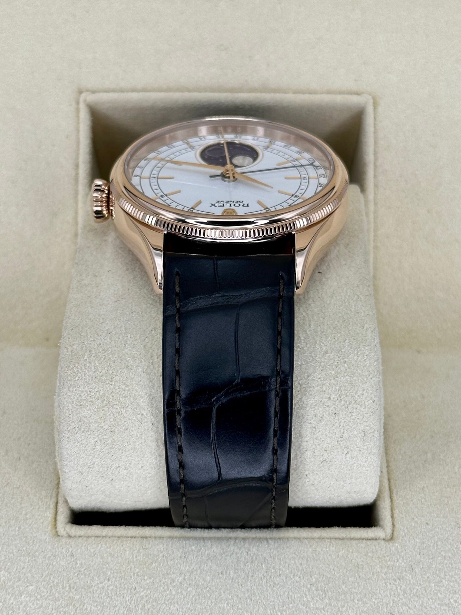 2022 Rolex Cellini Moonphase 39mm 50535 Rose Gold White Dial - Image 4