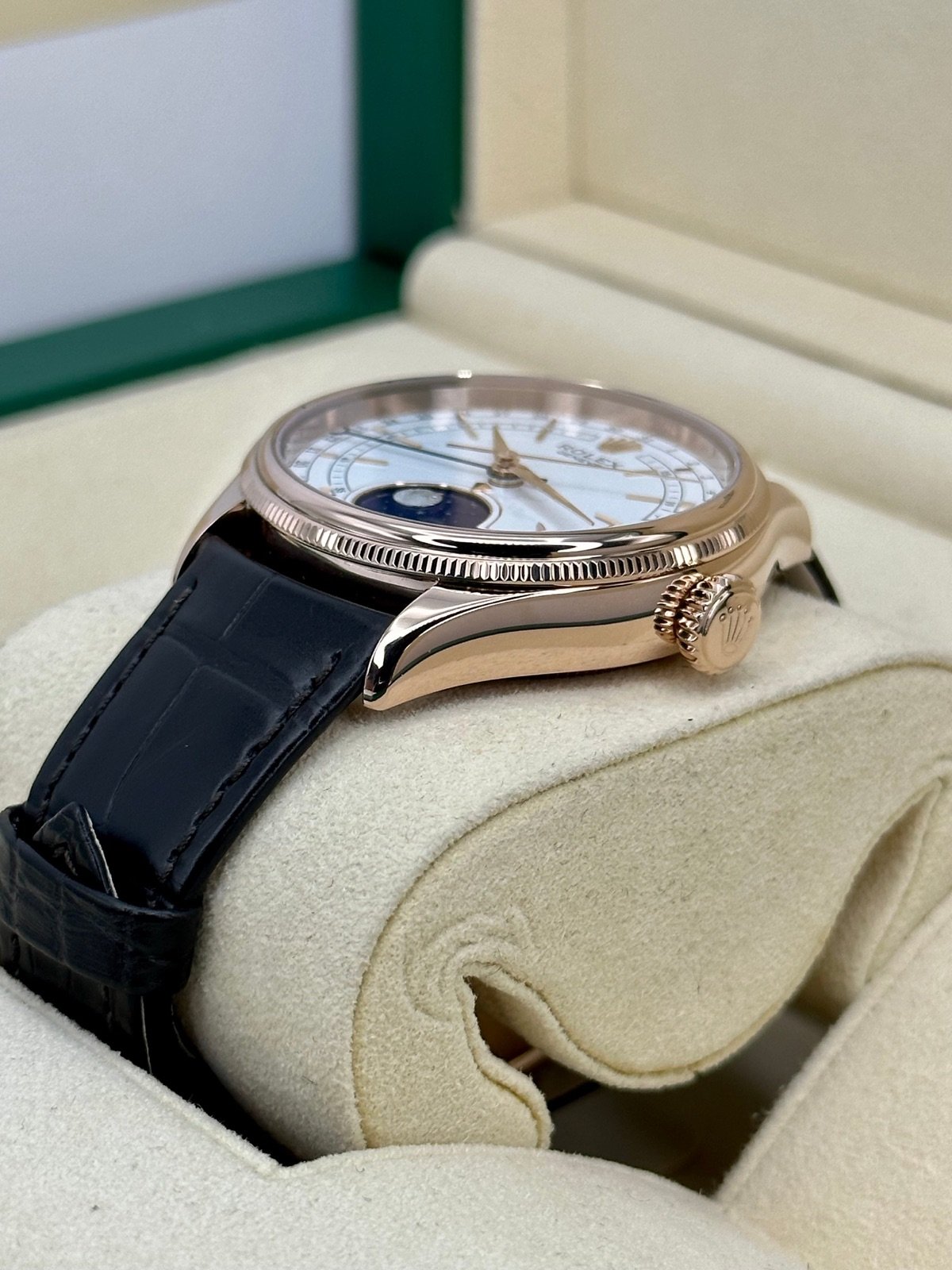 2022 Rolex Cellini Moonphase 39mm 50535 Rose Gold White Dial - Image 5