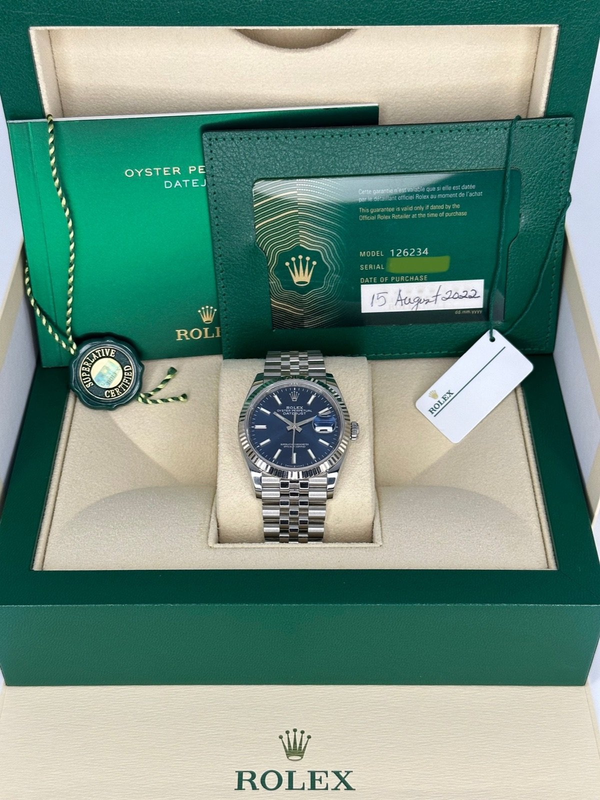 2022 Rolex Datejust 36mm 126234 Jubilee Blue Dial - Image 11