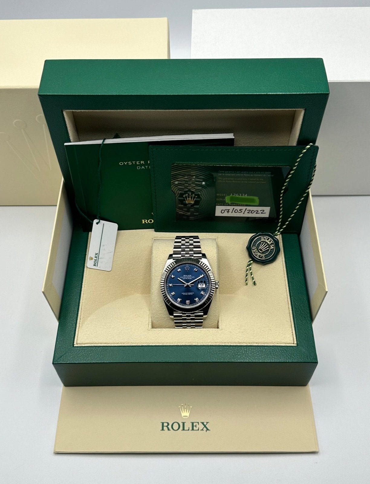 2022 Rolex Datejust 41mm 126334 Jubilee Blue Diamond Dial - Image 11