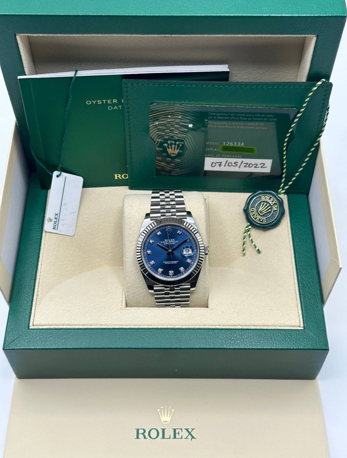 2022 Rolex Datejust 41mm 126334 Jubilee Blue Diamond Dial - Image 12