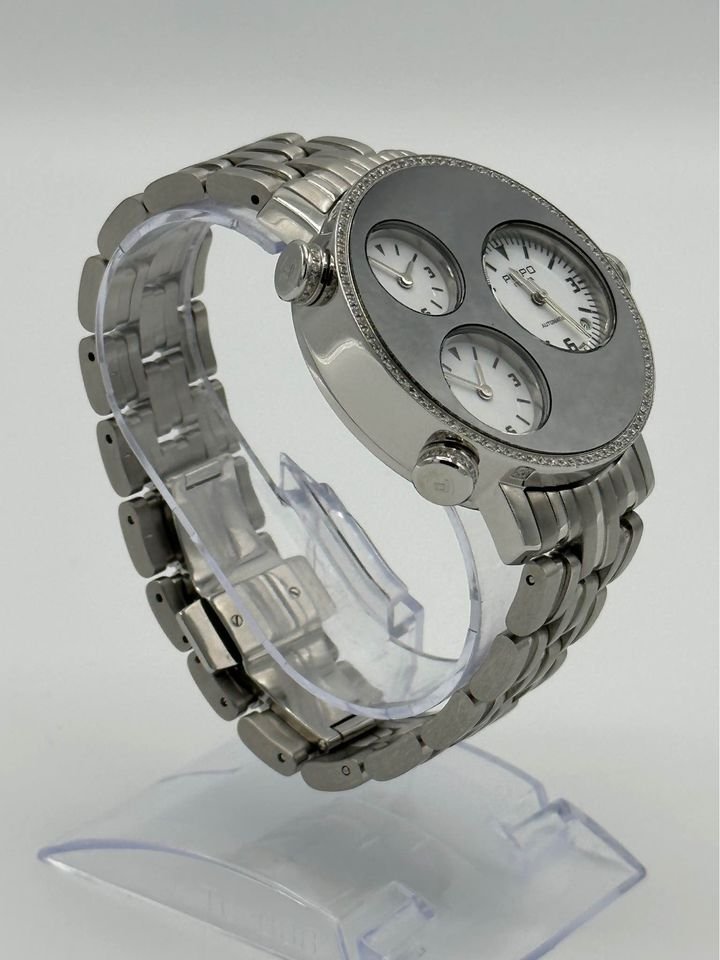 Pippo Perez Lifetime 43mm 012-0351 Pave Diamond Bezel White Dials - Image 2