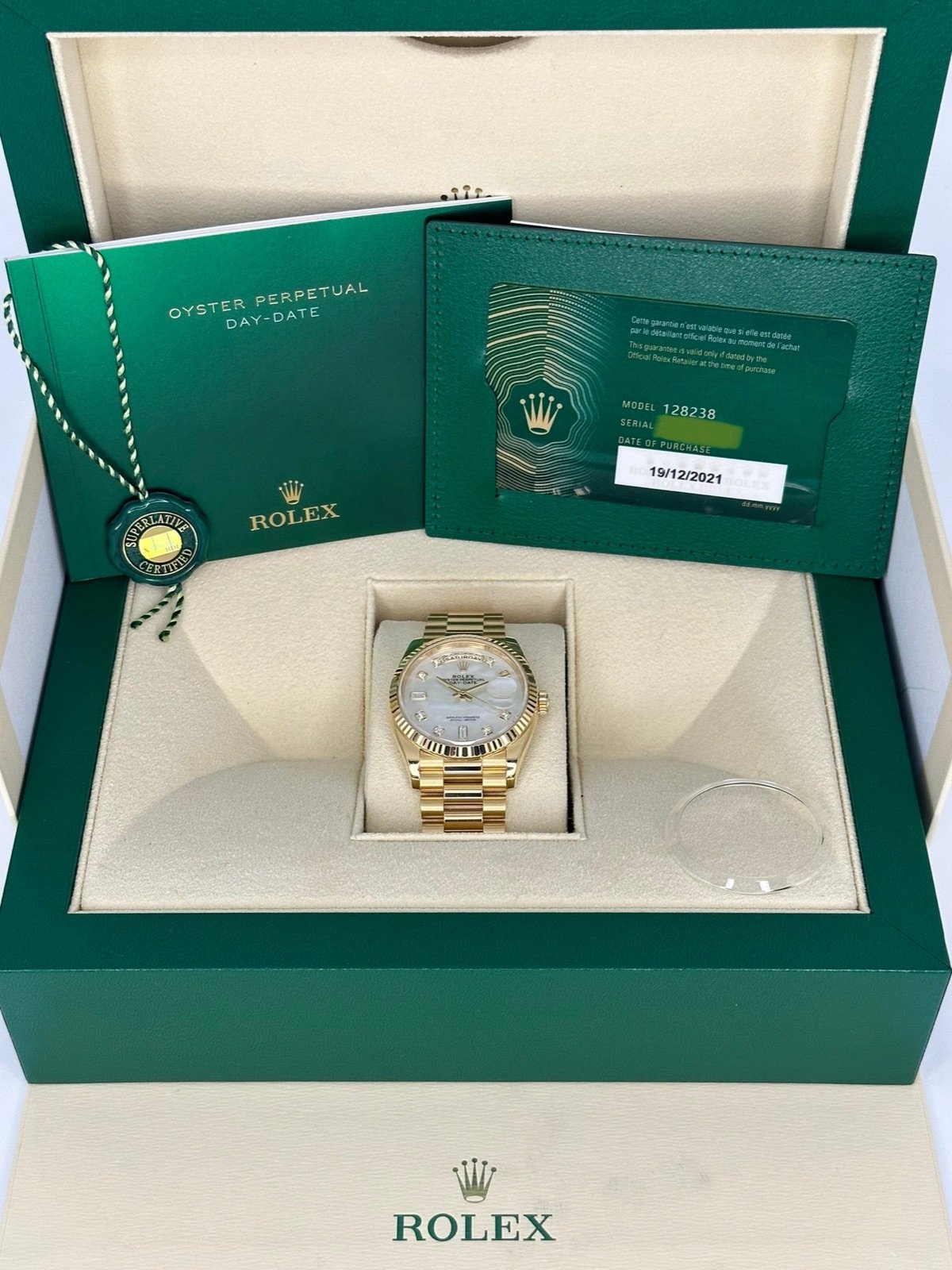 2021 Rolex Day-Date 36mm 128238 Mother of Pearl Diamond Dial - Image 11