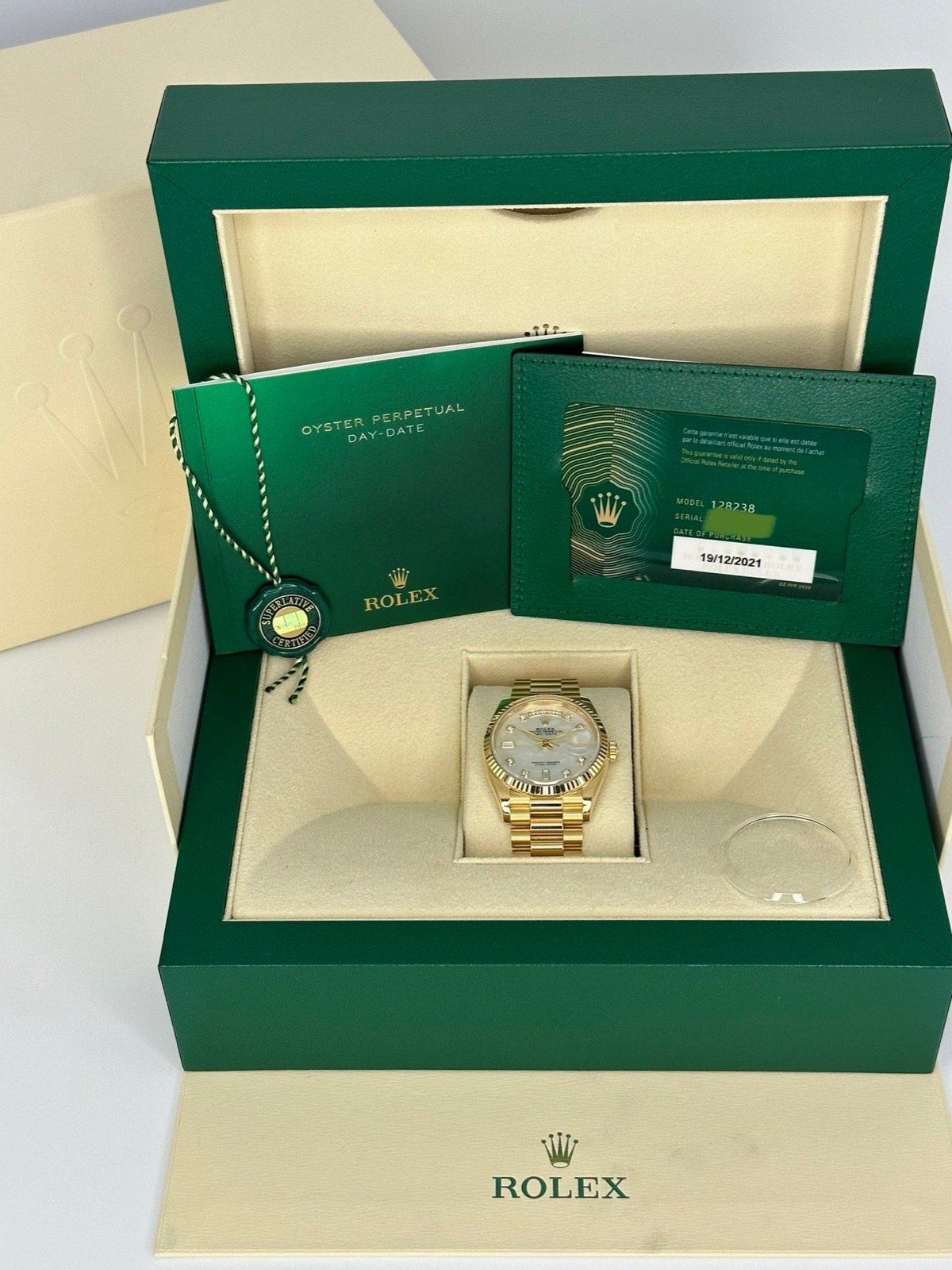 2021 Rolex Day-Date 36mm 128238 Mother of Pearl Diamond Dial - Image 12