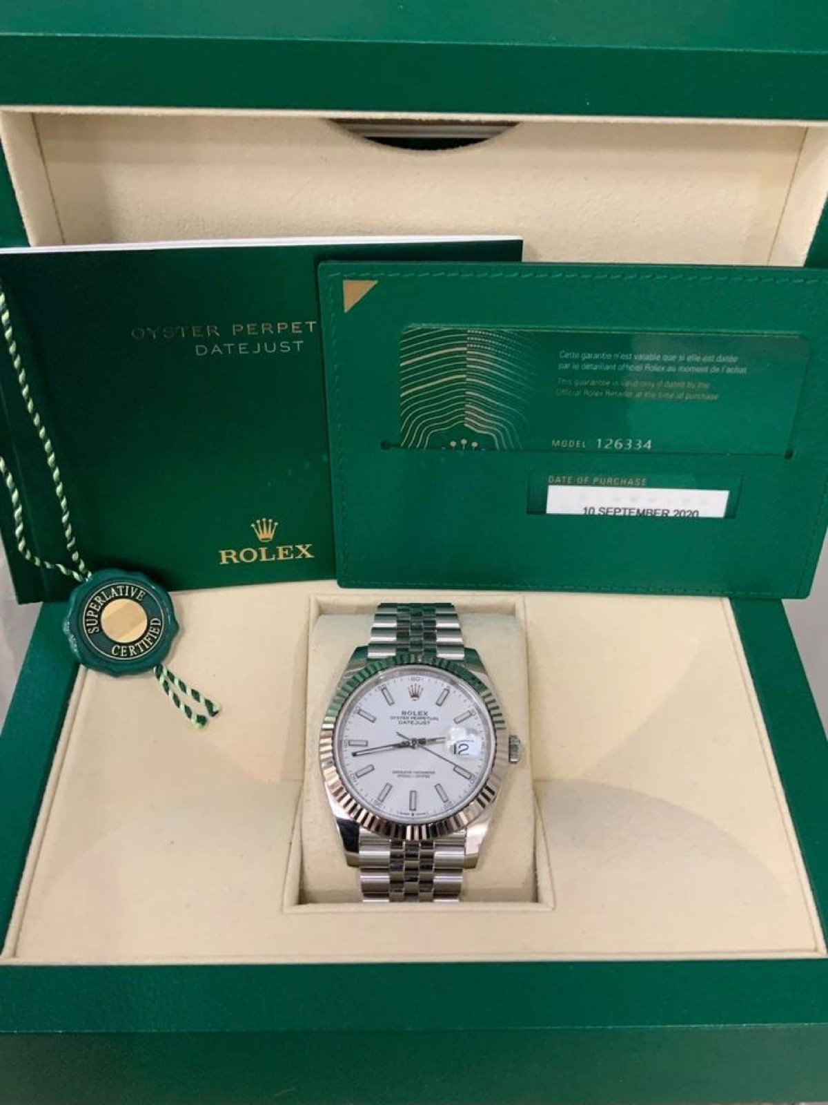 2020 Rolex Datejust 41mm 126334 Jubilee White Stick Dial - Image 7